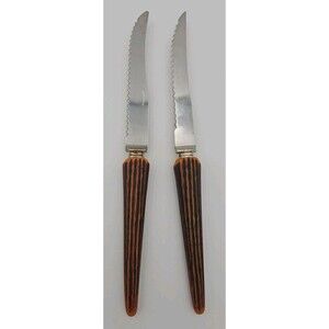 Vtg  Regent Sheffield Knives Set of 2 England  Stainless Steel Faux Antler